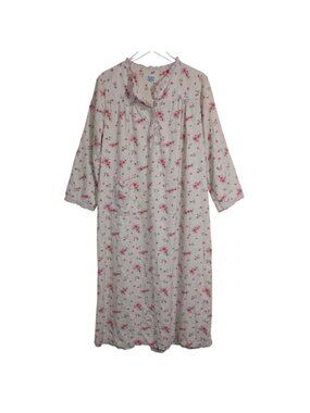 Vintage Tommies Floral Nightgown Womens Size Medium Flannel Cottagecore Modest